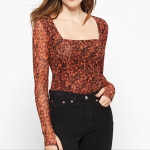 Steve Madden Print Square Neck Top